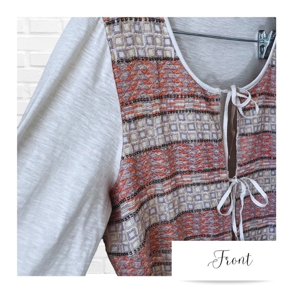 LOGO LAVISH Lg Lori Goldstein Lagenlook  Embroidered Oversized Tie Front Tunic - Picture 3 of 9